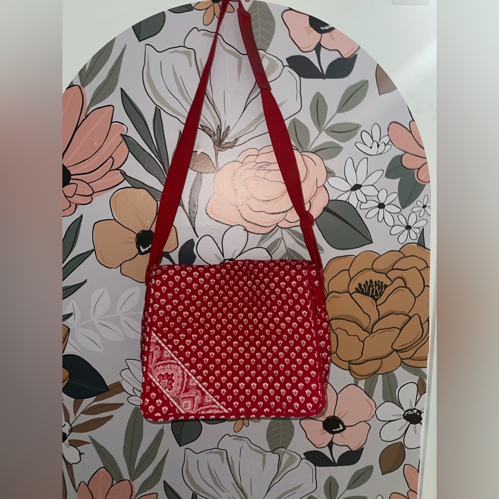 Vera Bradley Petal red  Messenger Laptop Work Tote Bag